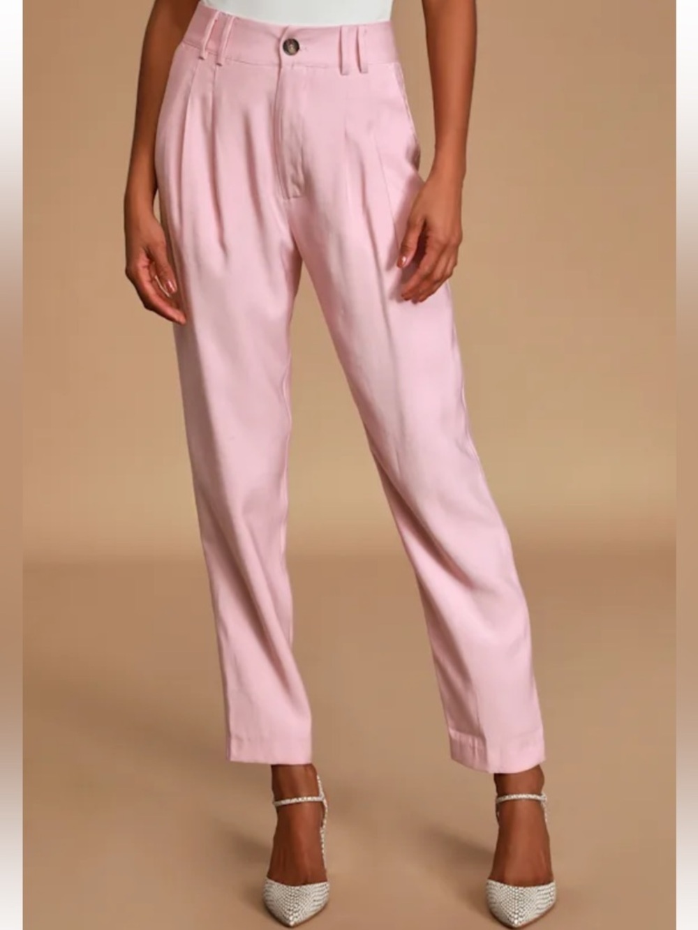 Lulu's Strictly Business Pink High Waisted Trouser Pants 💗 - Picture 2 of 11